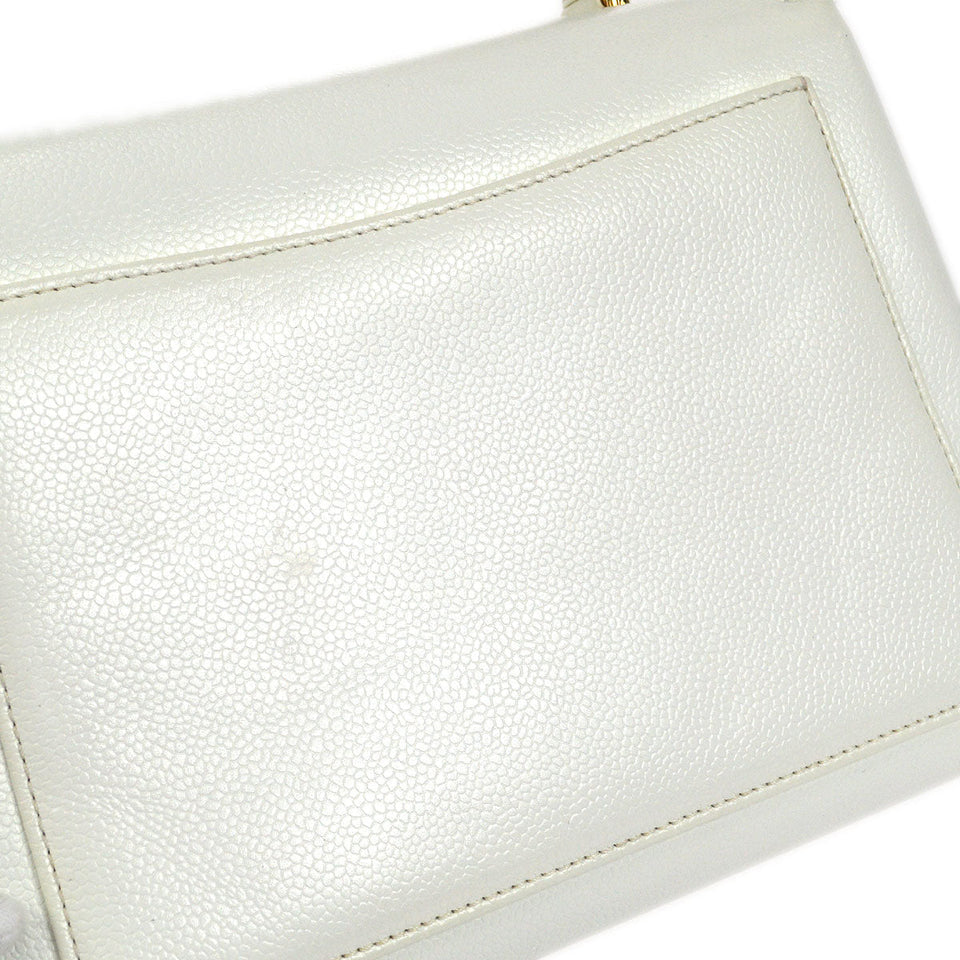 CHANEL 1997-1999 Kelly 25 White Caviar