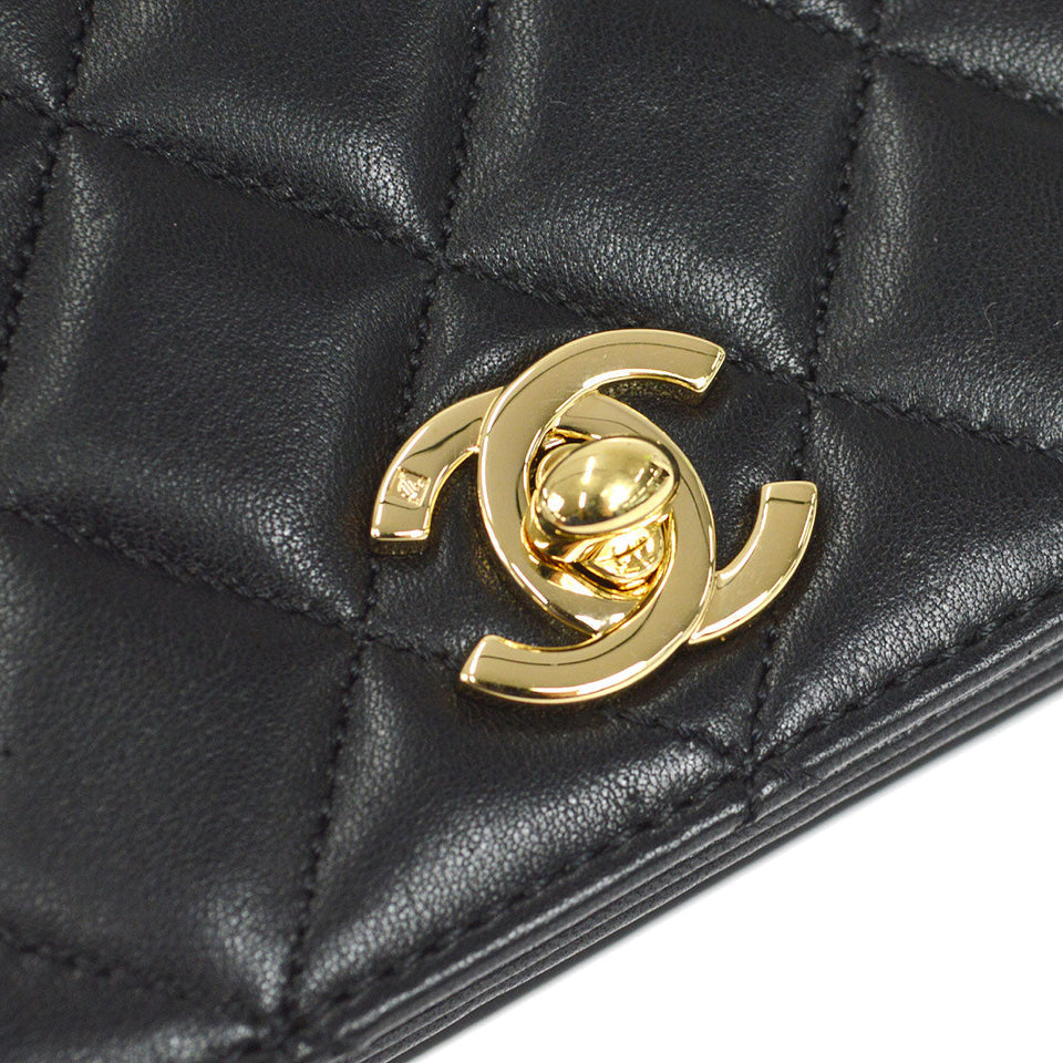 CHANEL 2009-2010 CC Turnlock Full Flap Mini Black Lambskin