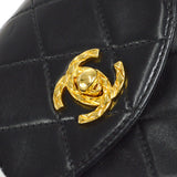 CHANEL 1994-1996 Round Flap Bag Mini Black Lambskin