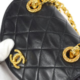 CHANEL 1994-1996 Round Flap Bag Mini Black Lambskin