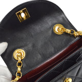 CHANEL 1994-1996 Round Flap Bag Mini Black Lambskin