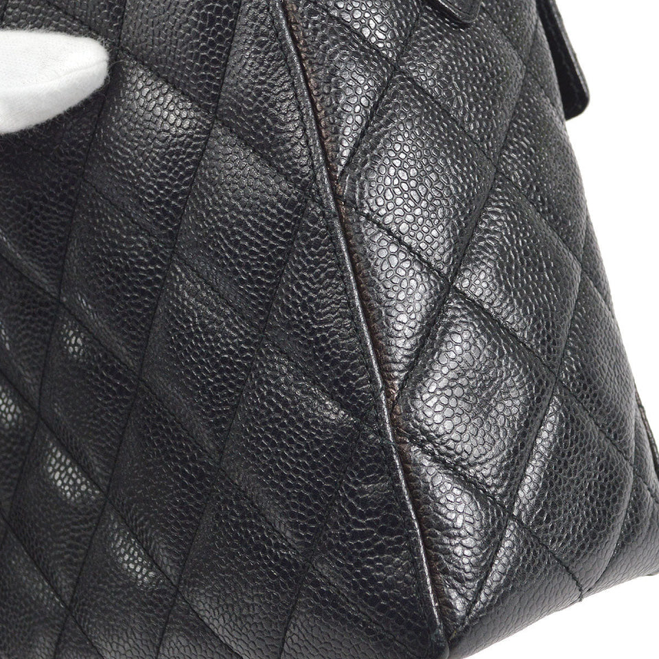 CHANEL 1996-1997 Flap Box Shoulder Bag Small Black Caviar