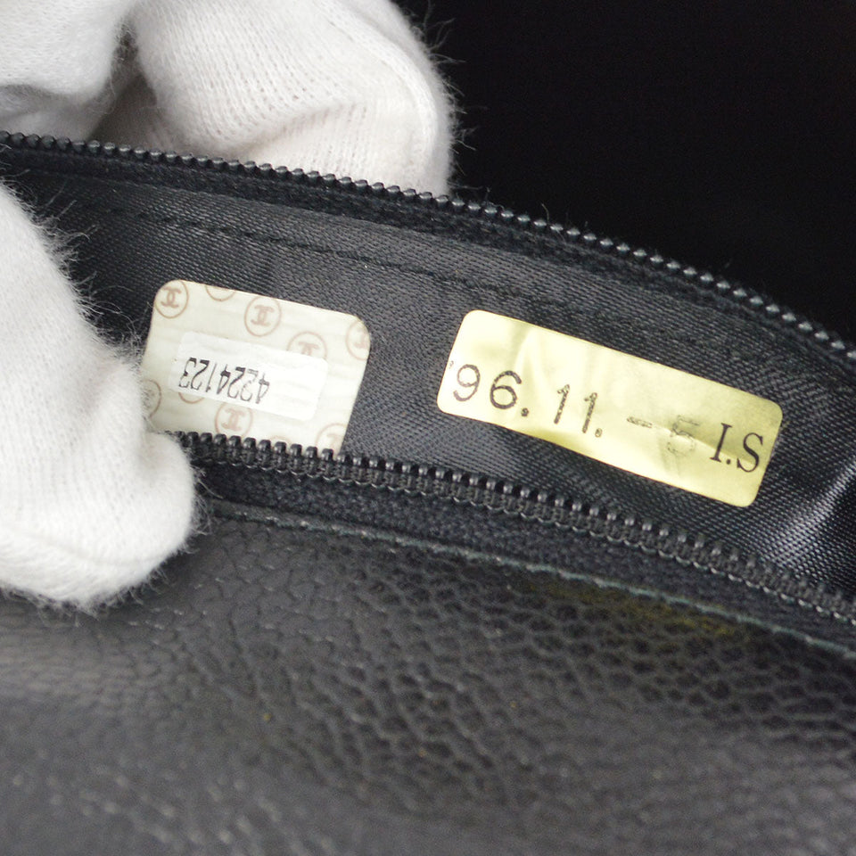 CHANEL 1996-1997 Flap Box Shoulder Bag Small Black Caviar
