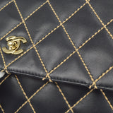 CHANEL 2001-2003 Wild Stitch Straight Flap Jumbo Black Calfskin