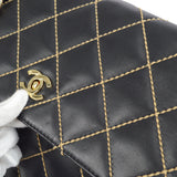 CHANEL 2001-2003 Wild Stitch Straight Flap Jumbo Black Calfskin