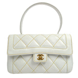 CHANEL 2004-2005 Wild Stitch Handbag Medium White Calfskin