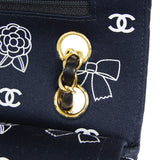 CHANEL 2001-2003 Icon Printed Classic Double Flap Medium Black