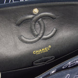 CHANEL 2001-2003 Icon Printed Classic Double Flap Medium Black