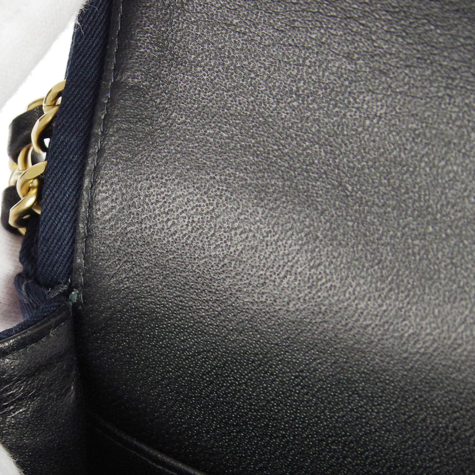 CHANEL 2001-2003 Icon Printed Classic Double Flap Medium Black