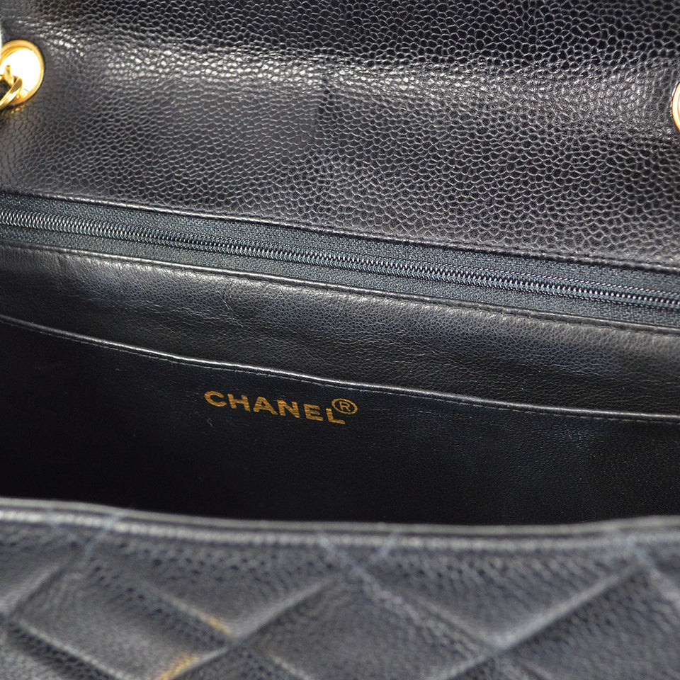 CHANEL Chain Shoulder Bag Black Caviar