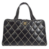 CHANEL 2001-2003 Wild Stitch Handbag Black Calfskin