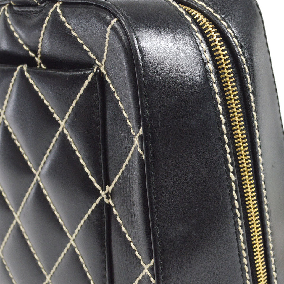 CHANEL 2001-2003 Wild Stitch Handbag Black Calfskin