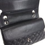 CHANEL 2005-2006 Classic Double Flap Medium SHW Black Caviar