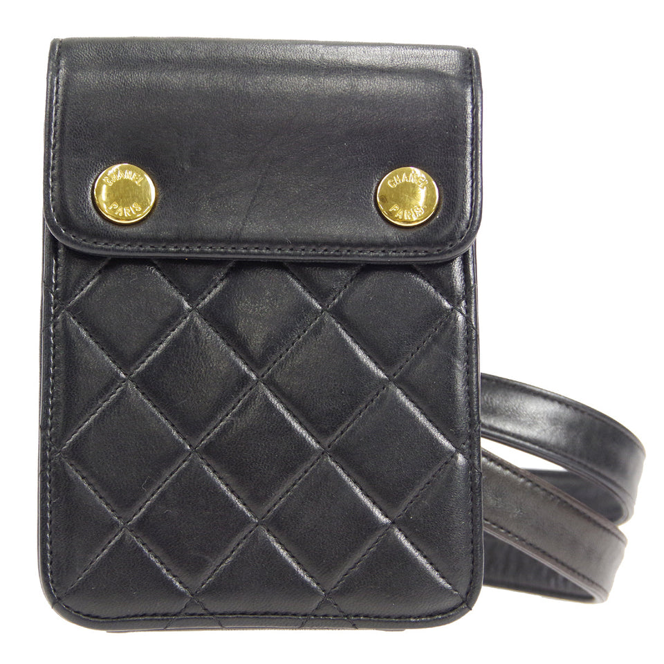 CHANEL 1989-1991 Belt Bag Black Lambskin #110