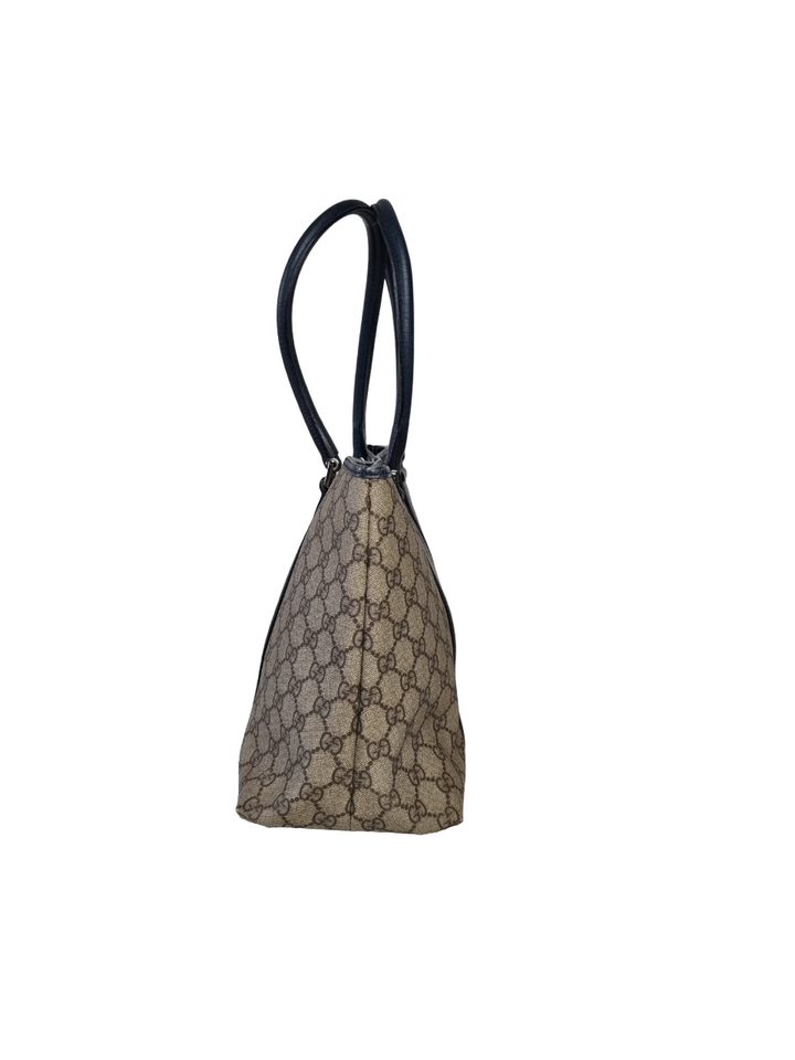 Gucci GG Supreme Tote Beige and Green/Blue leather straps