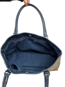 Gucci GG Supreme Tote Beige and Green/Blue leather straps