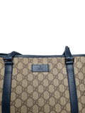 Gucci GG Supreme Tote Beige and Green/Blue leather straps