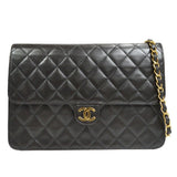CHANEL 1997-1999 CC Pushlock Half Flap Medium Black Lambskin