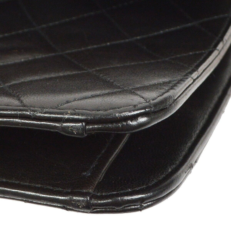 CHANEL 1997-1999 CC Pushlock Half Flap Medium Black Lambskin