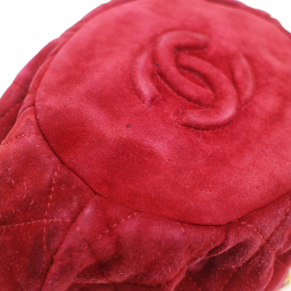 CHANEL 1986-1988 Bucket Bag Mini Red Suede