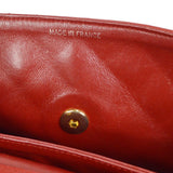 CHANEL 1989-1991 Round Flap Medium & Pouch Set Red Lambskin