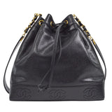 CHANEL 1994-1996 Triple CC Shoulder Bag Black Caviar