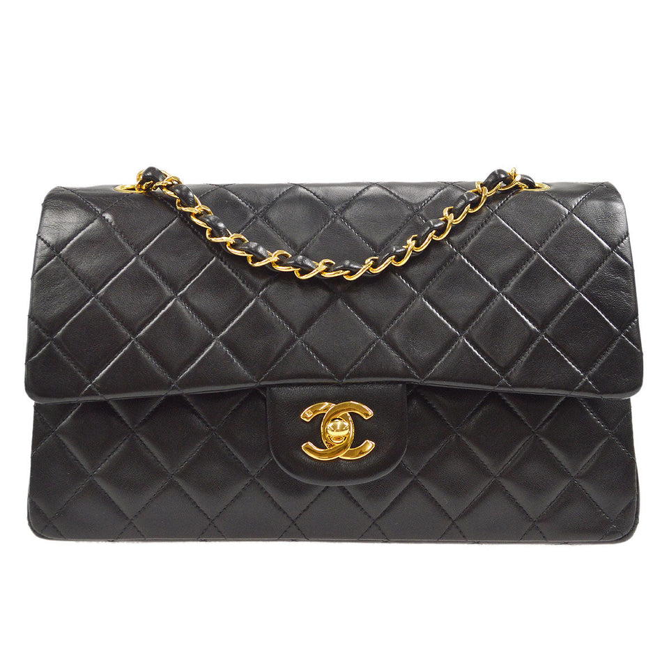 CHANEL 1991-1994 Classic Double Flap Medium Black Lambskin
