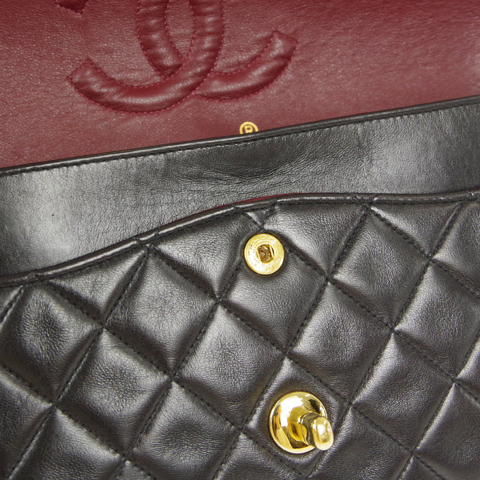 CHANEL 1991-1994 Classic Double Flap Medium Black Lambskin