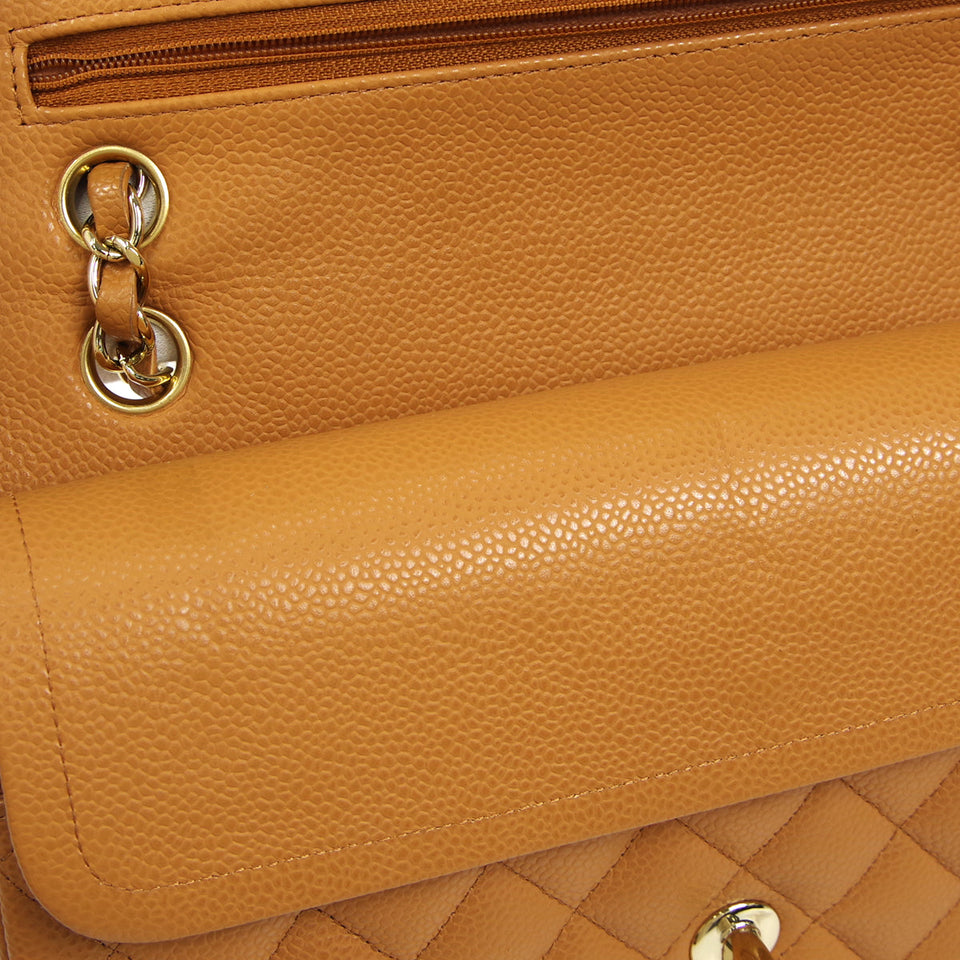 CHANEL 2005-2006 Classic Flap Medium Brown Caviar