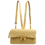 CHANEL * 1994-1996 Classic Flap Backpack Beige Lambskin