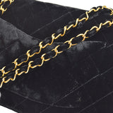 CHANEL * 1994-1996 Classic Double Flap Medium Black Velvet