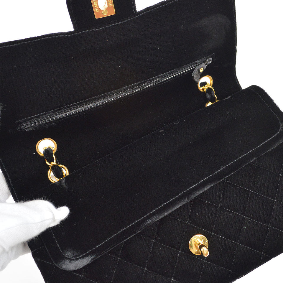 CHANEL * 1994-1996 Classic Double Flap Medium Black Velvet