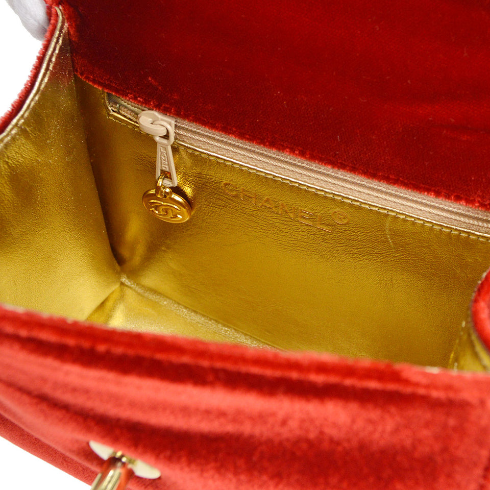 CHANEL * 1996-1997 Handbag Red Velvet 57060 – Reeby Bags