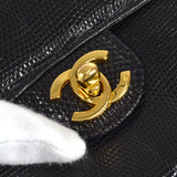 CHANEL * 1986-1988 Classic Square Flap Mini 17 Black Lizard
