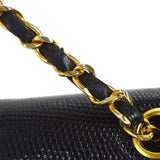 CHANEL * 1986-1988 Classic Square Flap Mini 17 Black Lizard