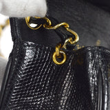 CHANEL * 1986-1988 Classic Square Flap Mini 17 Black Lizard