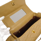 CHANEL * 1996-1997 Flap Box Vanity Shoulder Bag Small Beige Caviar