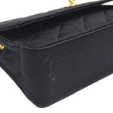 CHANEL 1994-1996 Border Round Flap Small & Pouch Set Black Satin