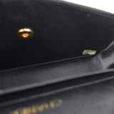 CHANEL 1994-1996 Border Round Flap Small & Pouch Set Black Satin