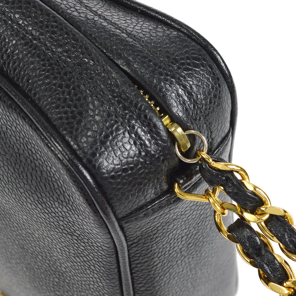 CHANEL 1994-1996 Triple CC Camera Bag Small Black Caviar