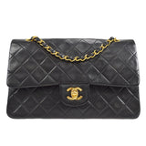 CHANEL Classic Double Flap Medium Shoulder Bag Black Lambskin