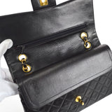 CHANEL Classic Double Flap Medium Shoulder Bag Black Lambskin