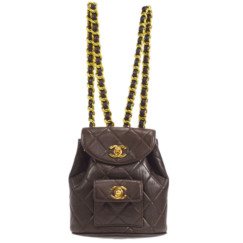CHANEL * 1991-1994 DUMA Backpack Small Brown Lambskin