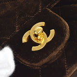 CHANEL * 1994-1996 Classic Double Flap Small Brown Velvet
