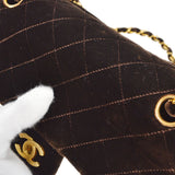 CHANEL * 1994-1996 Classic Double Flap Small Brown Velvet