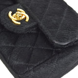 CHANEL * 1991-1994 Classic Flap Handbag Micro Black Pony Hair