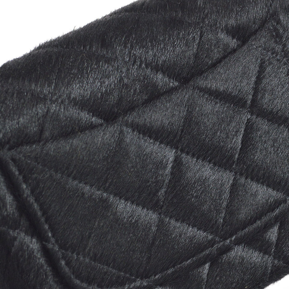 CHANEL * 1991-1994 Classic Flap Handbag Micro Black Pony Hair