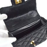 CHANEL * 1991-1994 Classic Flap Handbag Micro Black Pony Hair