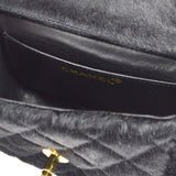 CHANEL * 1991-1994 Classic Flap Handbag Micro Black Pony Hair
