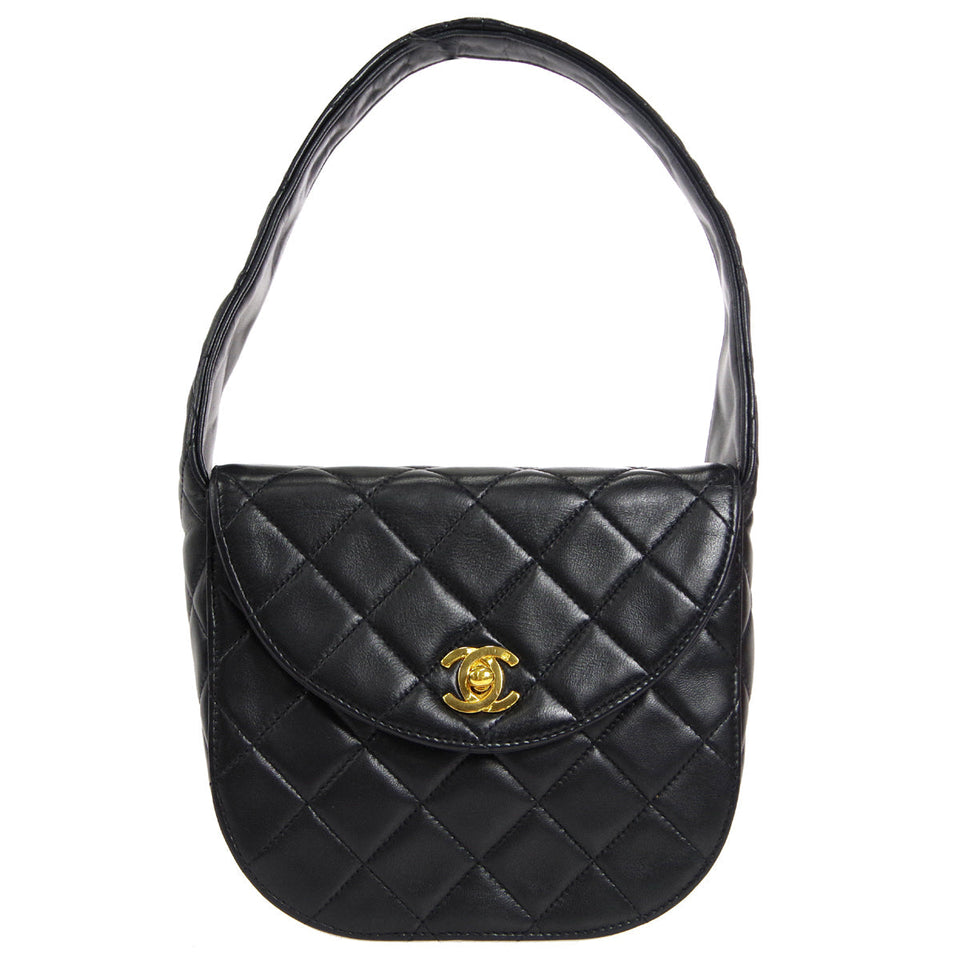 CHANEL 1991-1994 Flap Handbag Mini Black Lambskin
